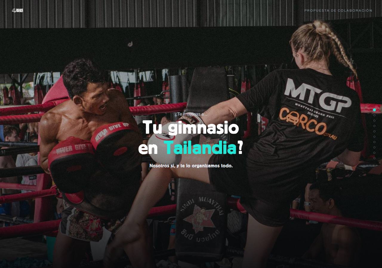 Página de propuesta para un negocio, con portada a pantalla completa